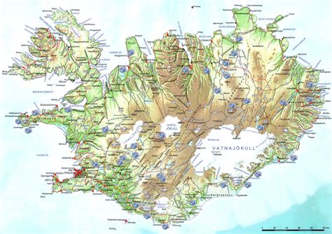 towns of iceland|Large detailed map of Iceland with cities and towns.